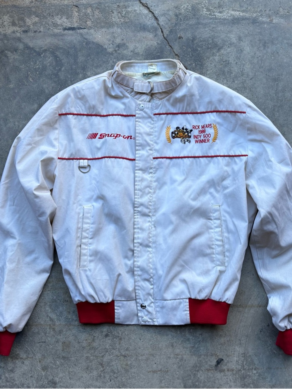 Vintage 1988 Snap-on White & Red Racing Jacket - Rick Mears Indy 500 (off white)